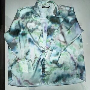 Zara Green and Gray Shirt